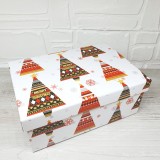 Коробка белая прямоугольная, коричневый бант "Merry Christmas" (33446/4)