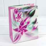 Пакет розовый "Лилии" с блестками (OM000181E)