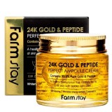 Антивозрастной крем с частичками золота и пептидами FARMSTAY 24K GOLD & PEPTIDE Perfect Ampoule Cream 80 мл