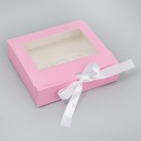 Коробка с окошком складная Розовая