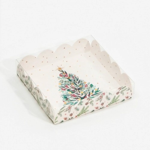 Коробка для кондитерских изделий с PVC крышкой «Елка» (7855026) 15 х 15 х 3 см Коробка для кондитерских изделий с PVC крышкой «Елка» (7855026) 15 х 15 х 3 см