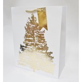 Пакет подарочный крафт "Золотая елка" OM300297C 26*32*13