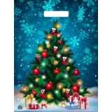 Пакет вырубная ручка 400х310х0,060 Яркая елочка